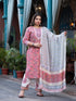 Women Plus Size Peach Pure Cotton Kurta Set With Dupatta